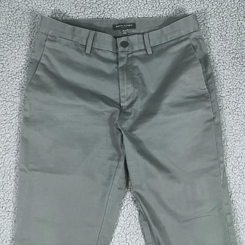 Banana Republic Slim Fit Chinos Mens 31x34 Grey Cotton Stretch Trousers Pants